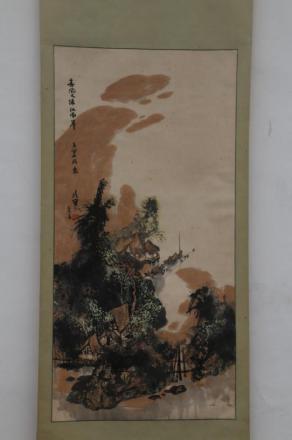 现代王维宝彩绘春风又绿江南岸图立轴