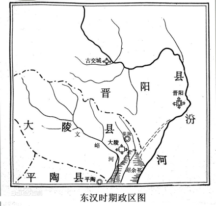 东汉晋阳、大陵位置图