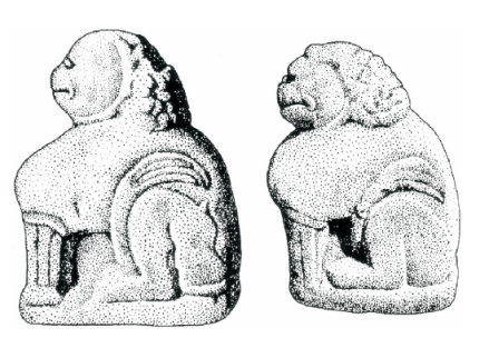 考肖图古城遗址出土石狮图