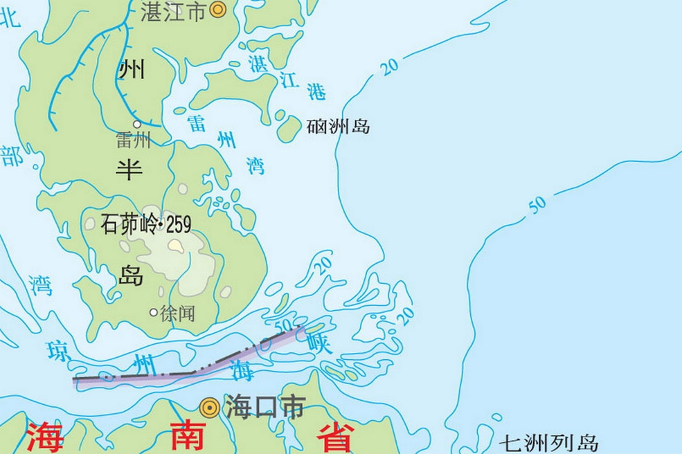 琼州海峡海底地形