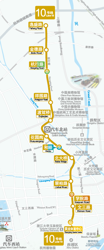 杭州地铁10号线一期线路走向