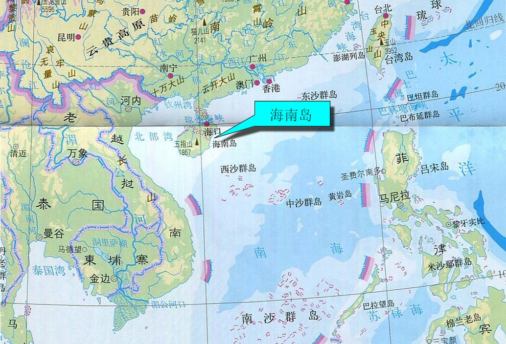 海南岛的位置