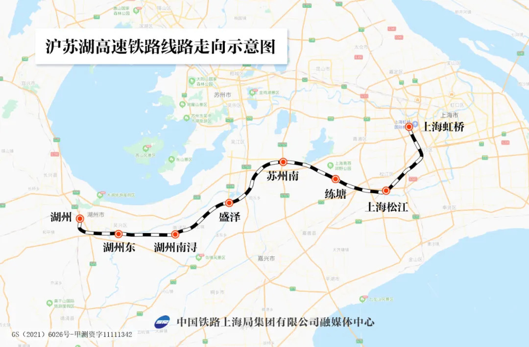 沪苏湖高速铁路线路走向示意图 