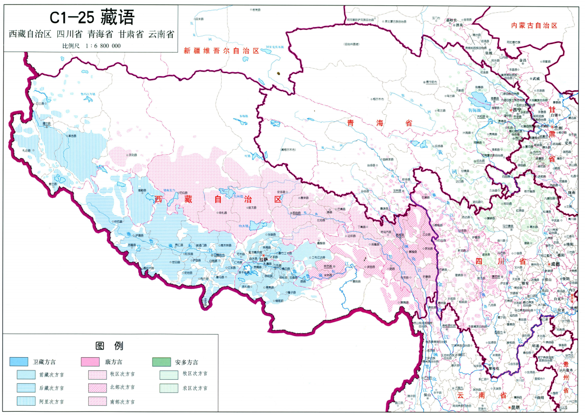 中国境内藏语分布图