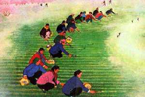 户县农民画《 春锄》 李凤兰作