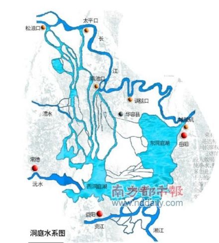 松滋口位于洞庭水系西北端 