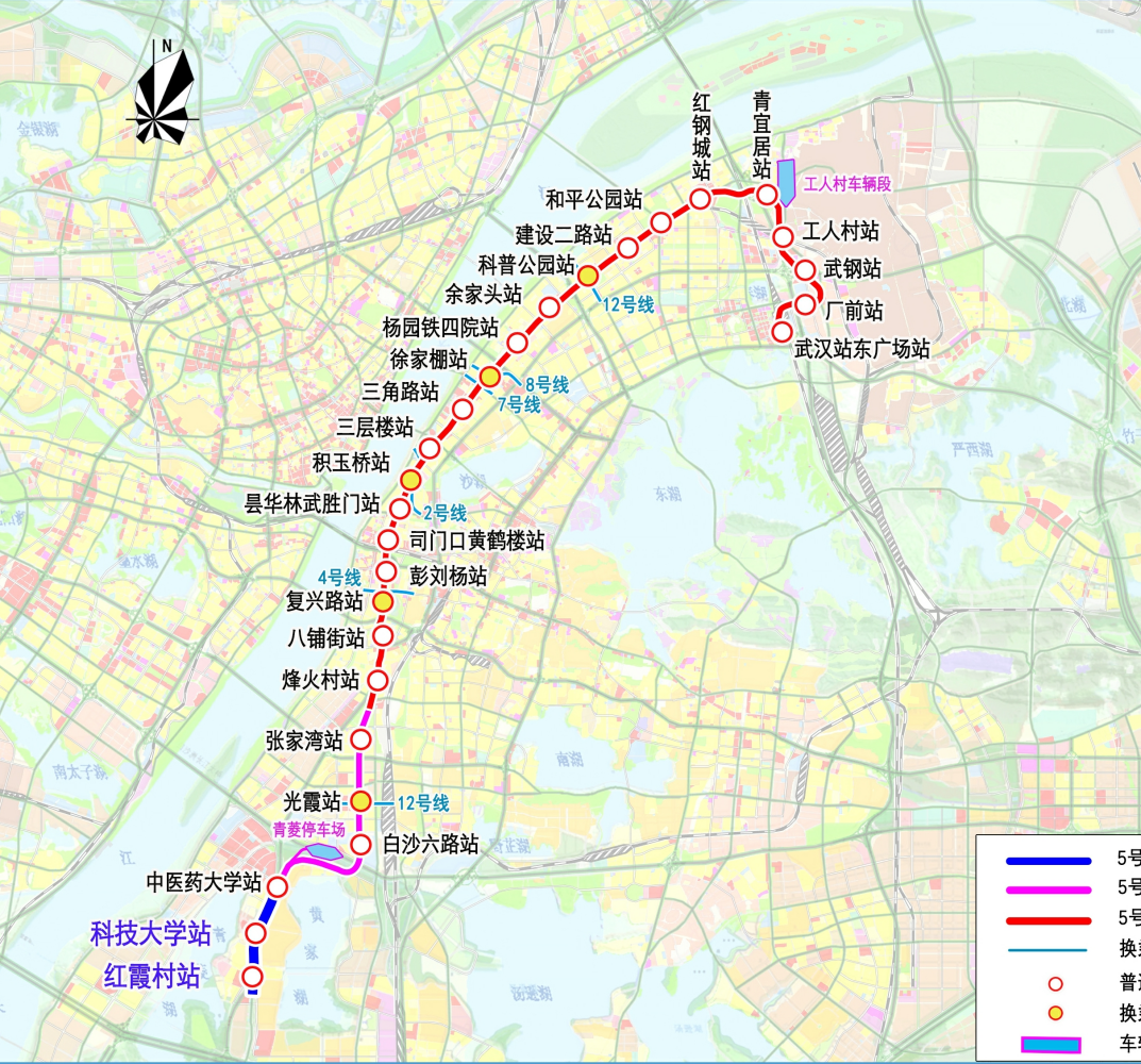 武汉地铁5号线线路走向示意图