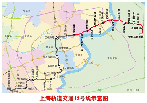 上海轨道交通12号线走向示意图 