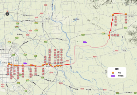 北京轨道交通22号线（平谷线）北京段工程线路走向示意图