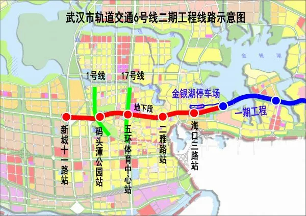 武汉地铁6号线二期工程线路走向示意图 