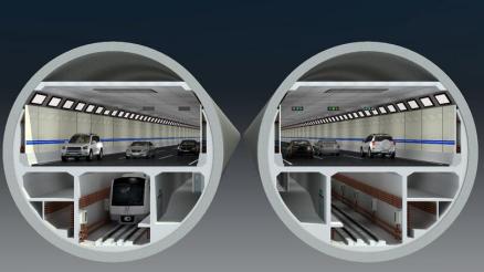 武汉长江公铁隧道横断面图 