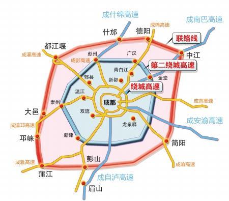 成都市第一、第二、第三绕城高速公路示意图
