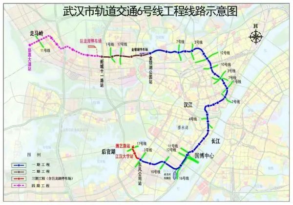 武汉地铁6号线工程线路走向示意图
