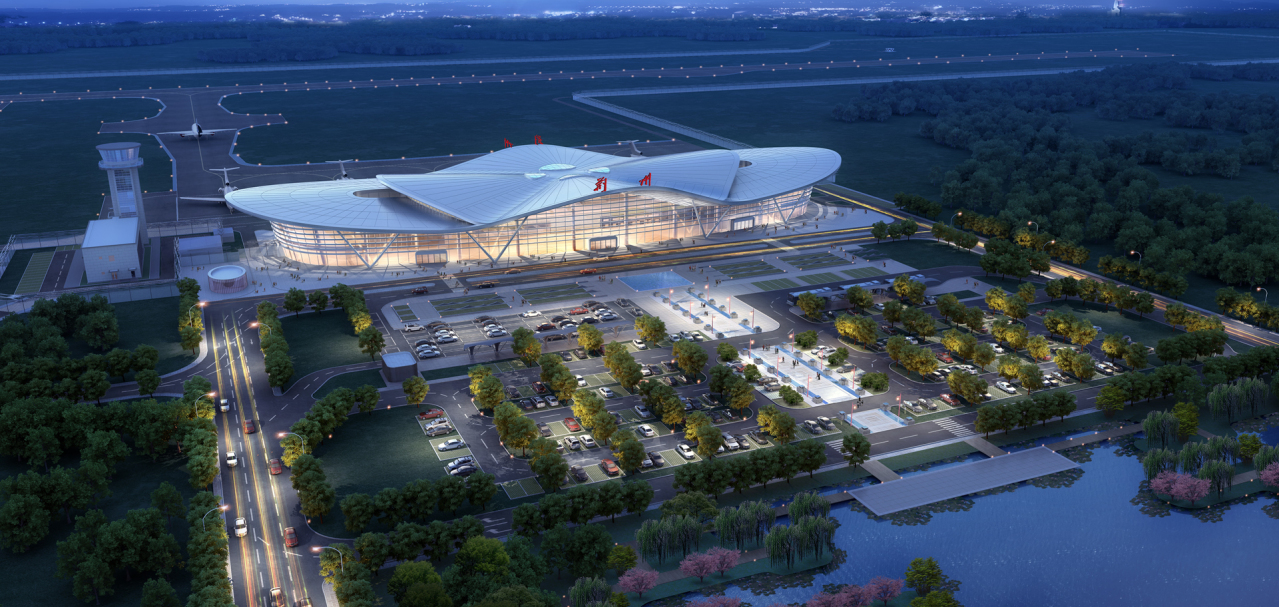 荆州沙市机场夜景图