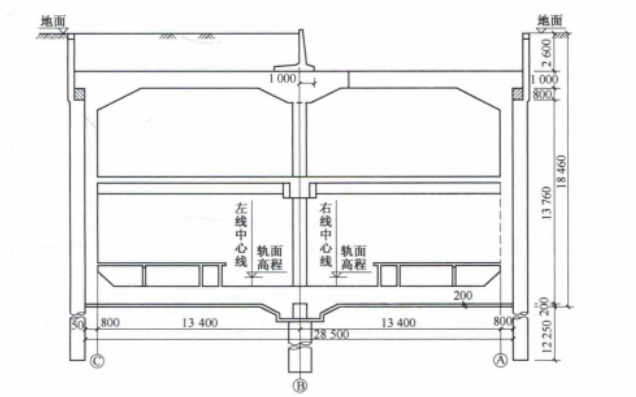 盖挖法施工断面图