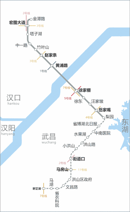 武汉地铁8号线线路走向示意图