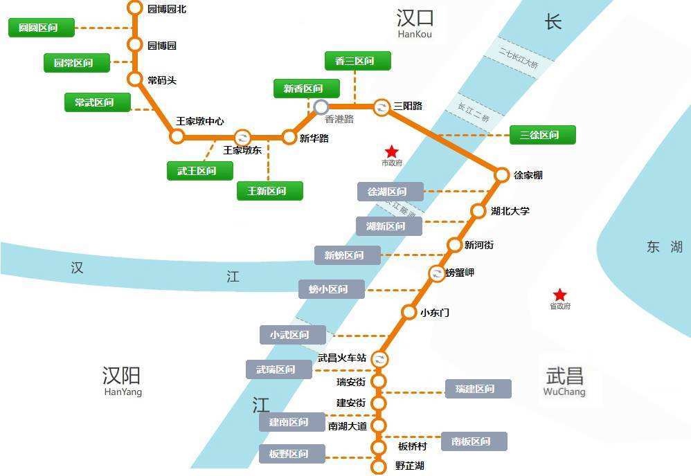 武汉地铁7号线一期工程线路走向示意图