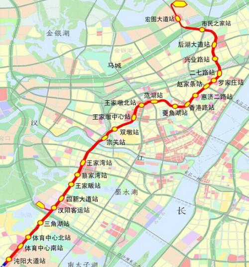 武汉地铁3号线线路走向示意图