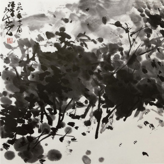 山石杂树图 33x33cm 2006年作
