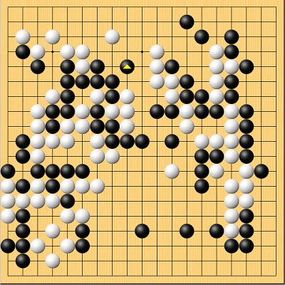 第58期十段戦挑戦手合第4局终局図  黒：芝野名人 白：村川十段