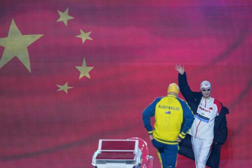 中国选手李冰洁在比赛前
